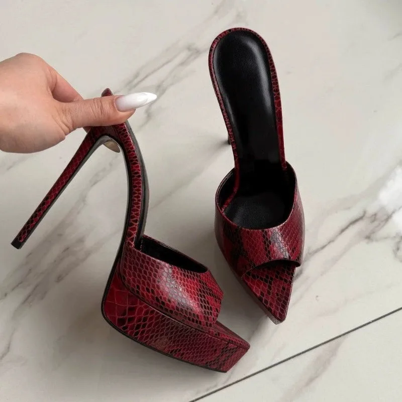 

MKKHOU Fashion Pumps New High Quality Handmade Custom Shoes Sharp Pointed Thick Bottom High Heels Sandals Summer Open ShoesWomen