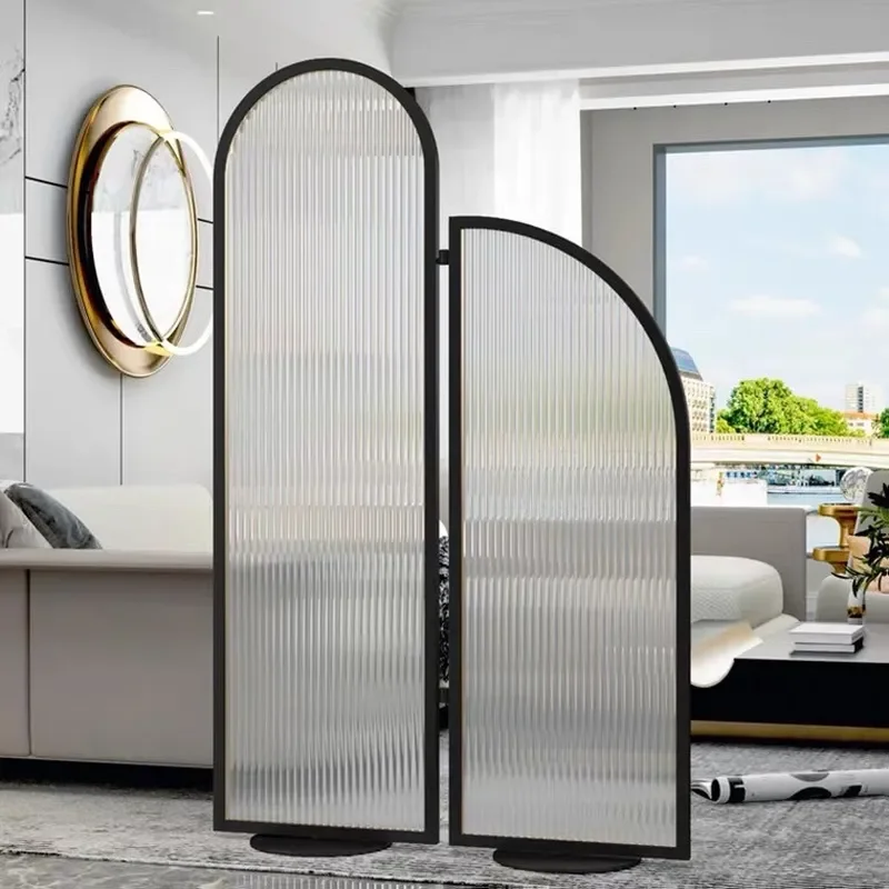European Glass Screen Partition Creative Living Room Folding Movable Entrance Small Apartment Floor to Ceiling Door Blocking