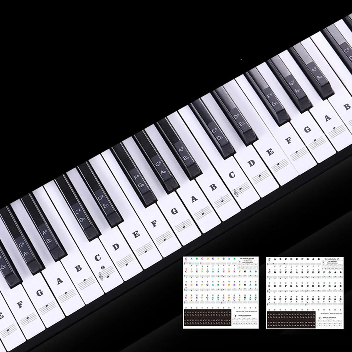 

Durable Piano Sticker Transparent Piano Keyboard Sticker Key Electronic Organ Stave Note Sticker (Black)