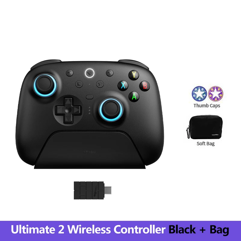 8BitDo Ultimate 2 draadloze controller, Bluetooth/USB/2.4G gamepad met TMR joystick-oplaadstation voor Windows PC, Apple, Steam &