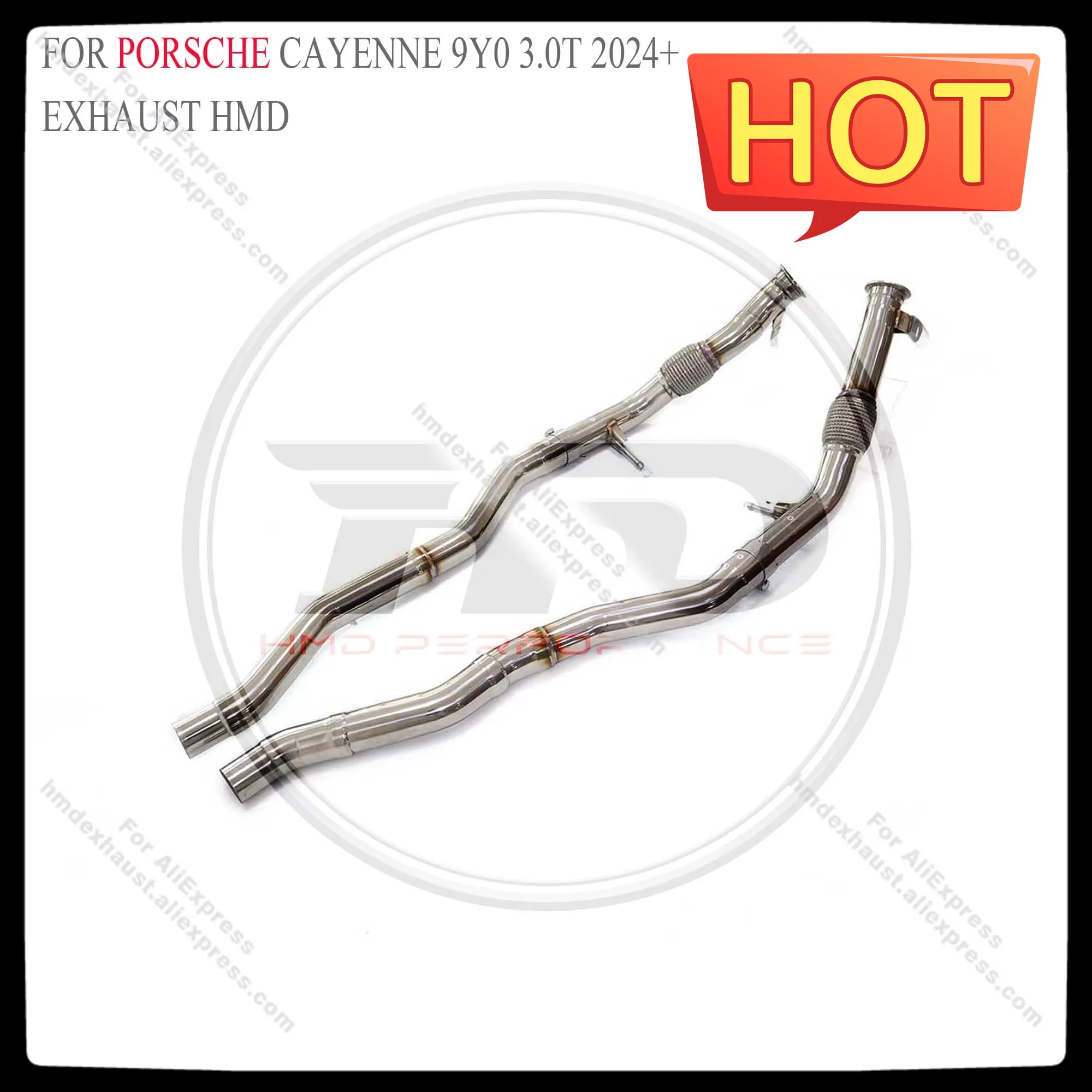 

HMD Middle Pipe for Porsche cayenne 9y0 3.0T 2024+ Exhaust System Stainless Steel Performance Resonant Tube
