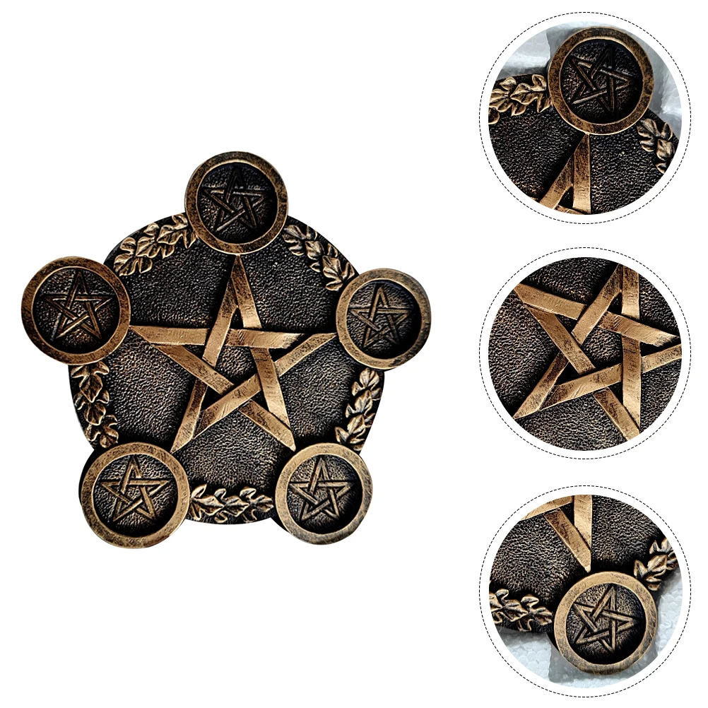 

1pc Pentacle Star Candleholder Exquisite Desktop Stand Decor Creative Base For Religious Scene Sacrifice Prop