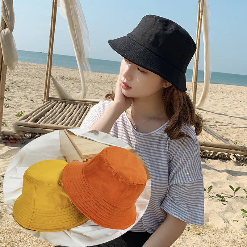 

Bucket Hat Unisex Summer Solid Color Sunscreen Panama Hat Visor Women Girls Beach Travel Outdoor Fisherman Cap UV Protection