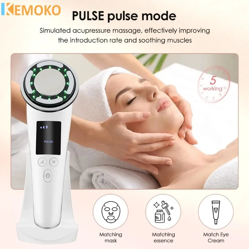 Máquina de estiramiento Facial EMS, masajeador Facial frío y caliente, terapia de fotones LED, dispositivo de belleza limpio, eliminación de arrugas, antienvejecimiento, cuidado de la piel