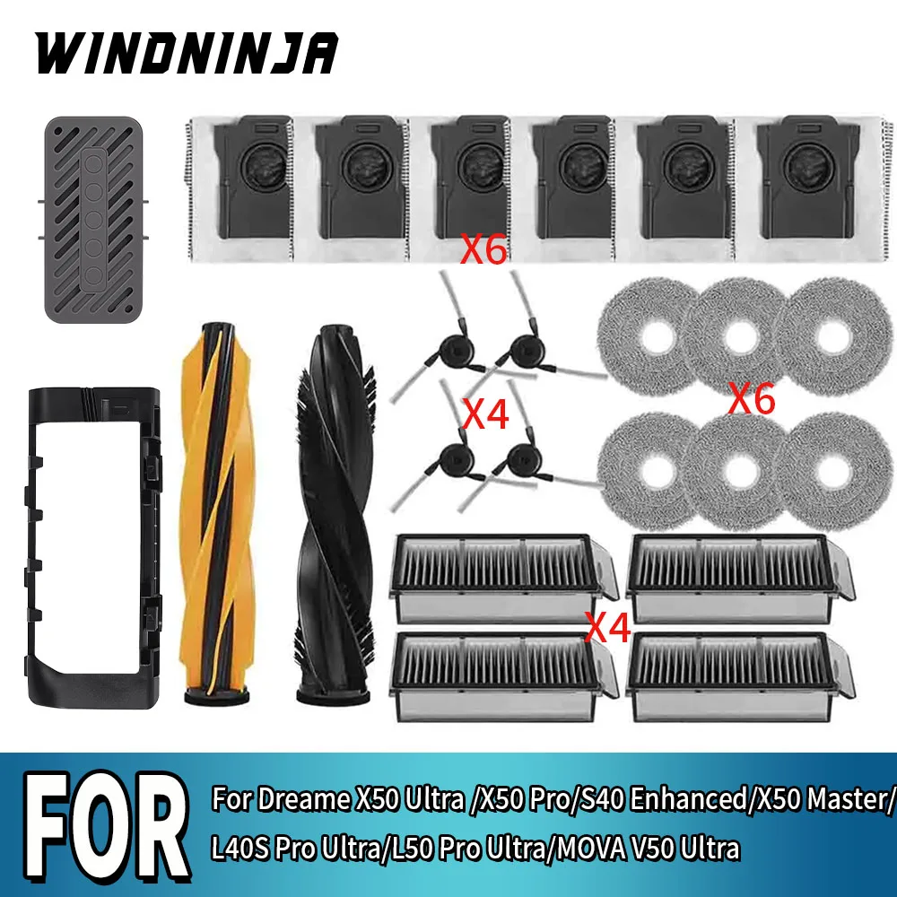 

Основная щетка, фильтр, тряпка для мытья полов, мешок для сбора пыли для Dreame X50 Ultra/S40 Enhanced/X50 Master/L40S Pro Ultra/L50 Pro Ultra/MOVA V50 Ultra