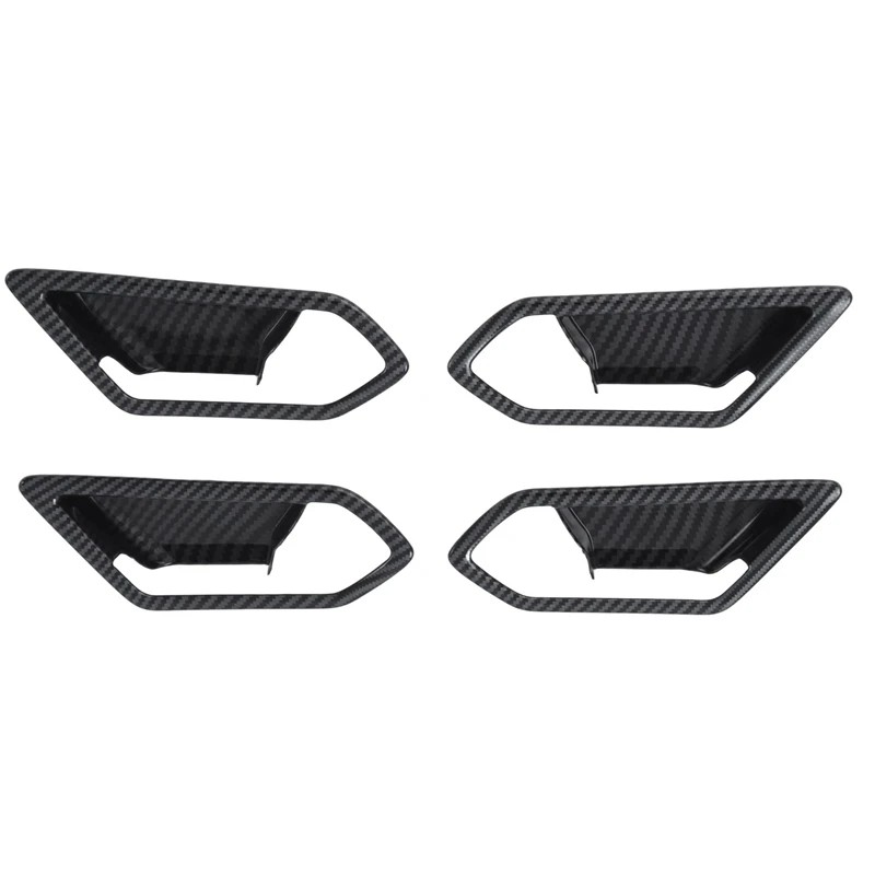 4Pcs Carbon Fiber Car Ineer Door Handle Bowl Cover Trim For ID.4X ID4X 2022