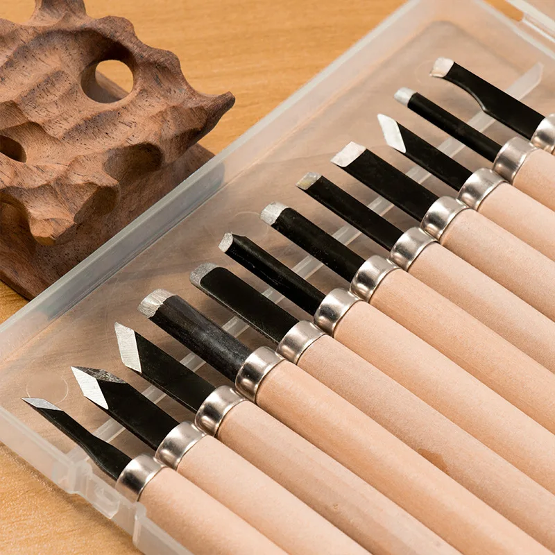 

12pcs Professional Wood Carving Chisel Knife Hand Tool Set For Basic Detailed Carving Woodworkers Gouges