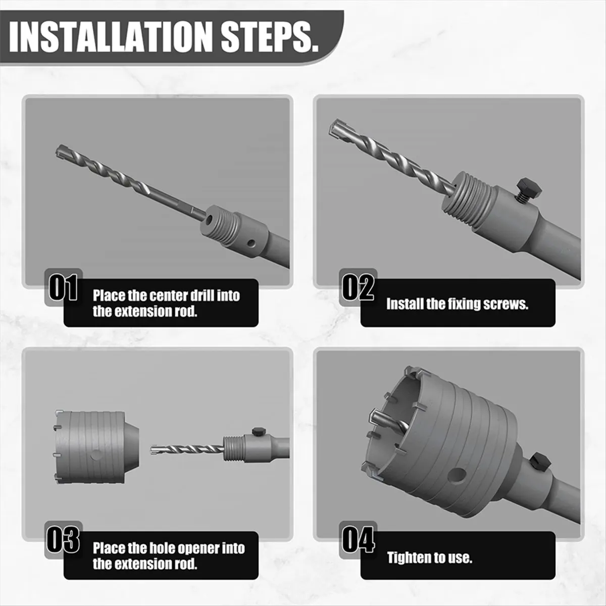 A24I SDS Plus Hammer Drills Wall Hole Saw Drill Bit Set Cutter Tools with Round Shaft Concrete Cement Stone Hole Opener,35mm