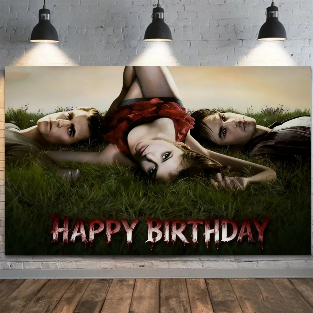The Vampires-Diaries Theme Birthday Party Supplies Vampire Balloon Decoration Banner Background Cake Toppers Children Baby Gifts