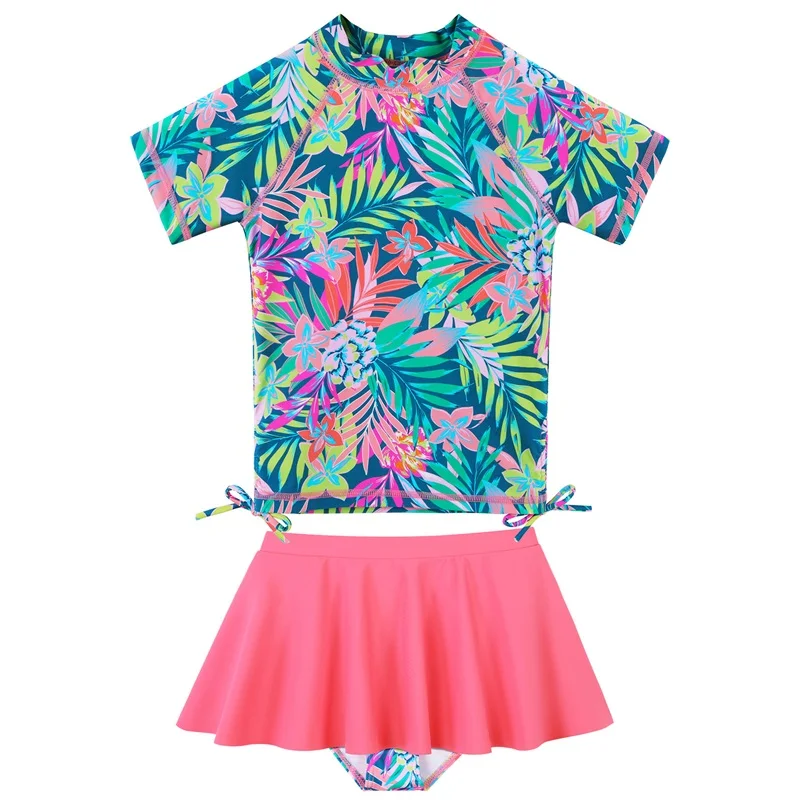 

BAOHULU 3 - 12 Years Girls Swimsuit Two Piece Set UPF 50+ UV Protective Swimwear Children Water Sport Rash Guard
