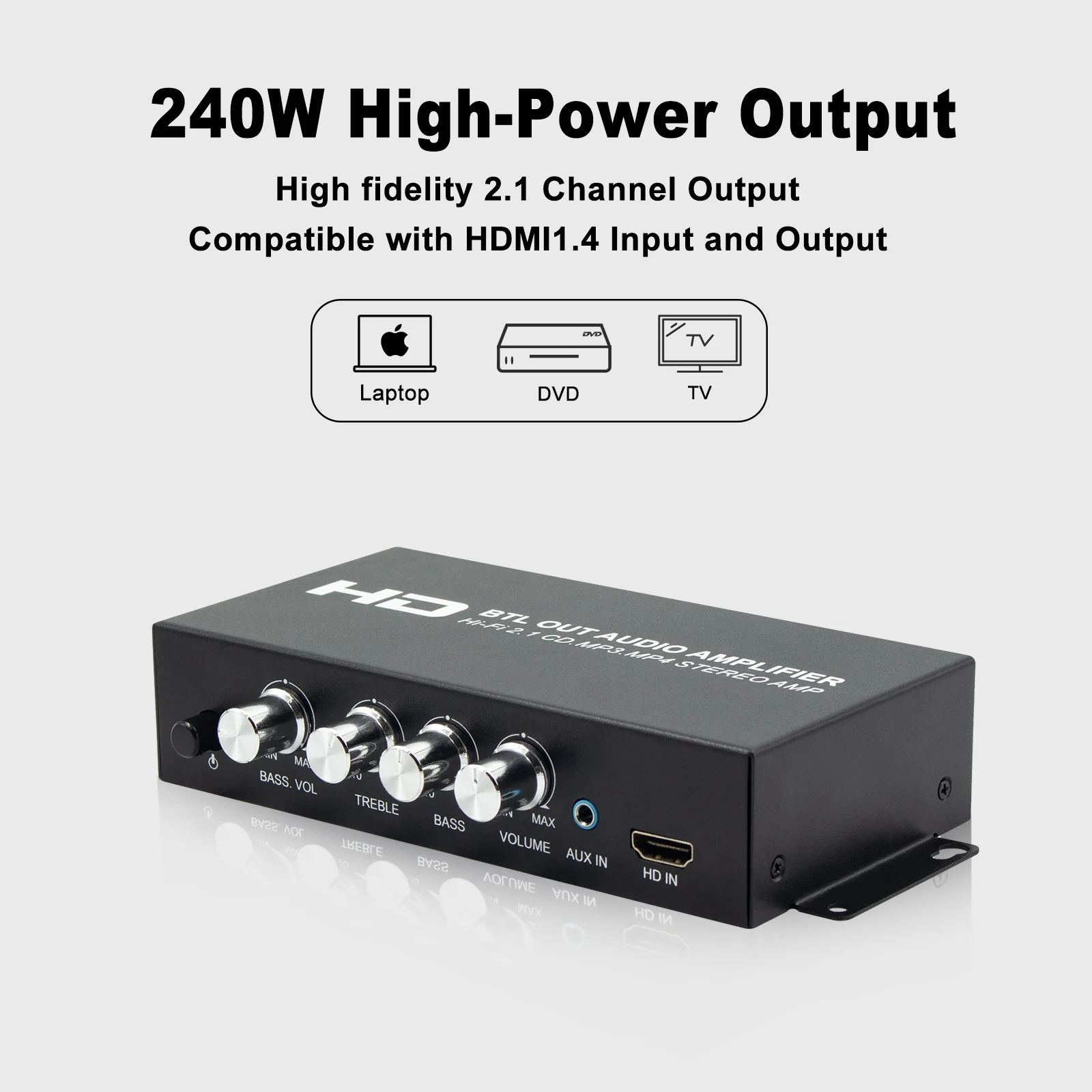 Wiistar 2.1 قناة HiFi مكبر للصوت 80Wx2 + 80W الطاقة HDMI RCA AUX بلوتوث المدخلات باس ثلاثة أضعاف التحكم سيارة المنزل الصوت السلطة أمبير