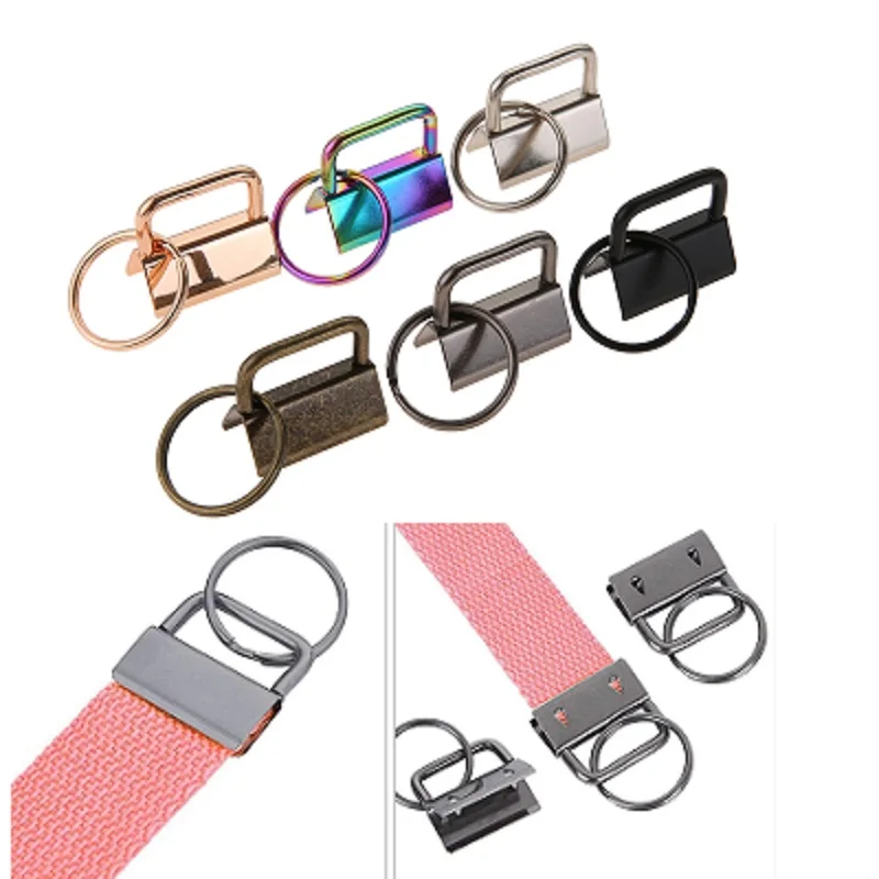 10 PCS 26mm Keychain Split Ring Wristlets Cotton Tail Clip with Key Ring Key Fob Hardware for Lanyard Luggage Strap Accessories