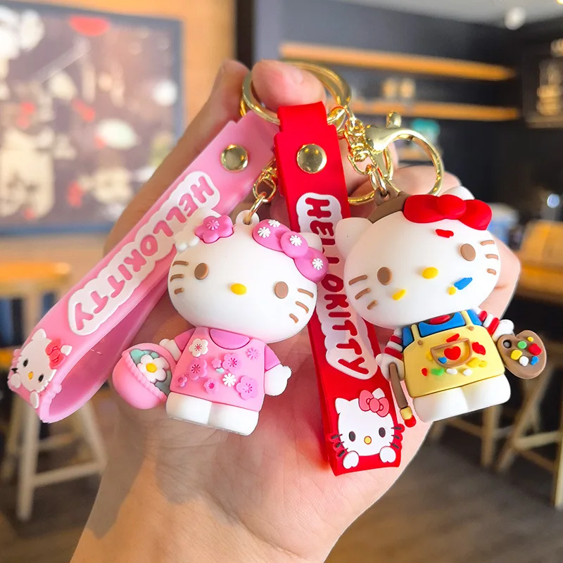 

Cute Hello Kitty Keychain KT Cat Plush Pendant Kuroko's Basketball Key Ring Student Gift Anime Accessories