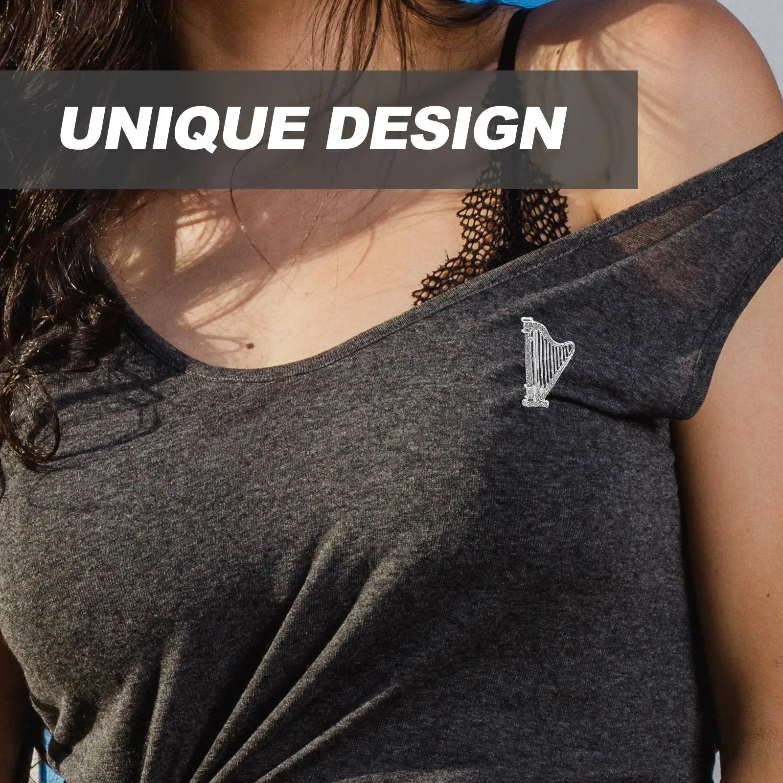 垂直ハープブローチラインストーン楽器ピン女性ファッションアクセサリーエレガントなスーツブートニエールウェディングドレスブローチバックパック