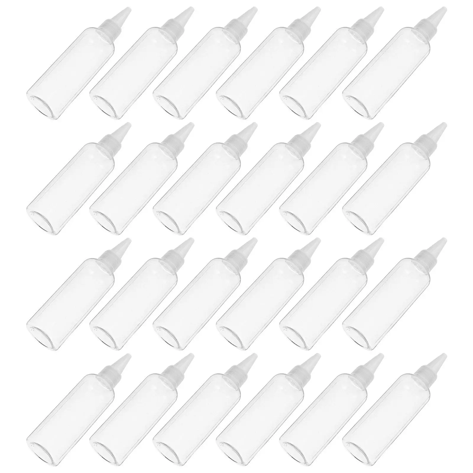 

Набор из 24 прозрачных флаконов-аппликаторов для точного нанесения, 100 мл, герметичные дорожные сжимаемые бутылки для ухода за кожей, лосьонов, краски для волос, рукоделия