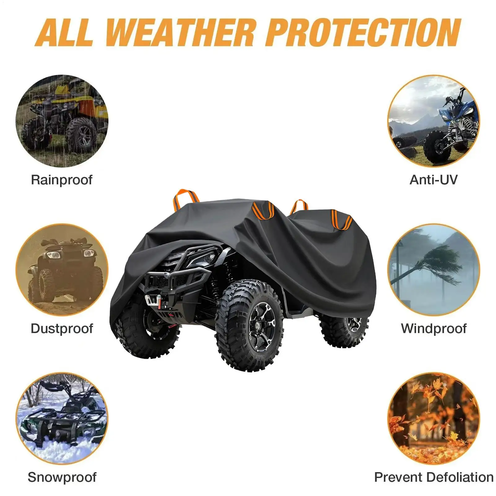 ATV-Abdeckung, wasserdicht, robust, reißfest, Plane, winddicht, ATV-Abdeckungen für regnerisches Wetter, Sommersonne, Belichtung, Winter-Straßenausflüge