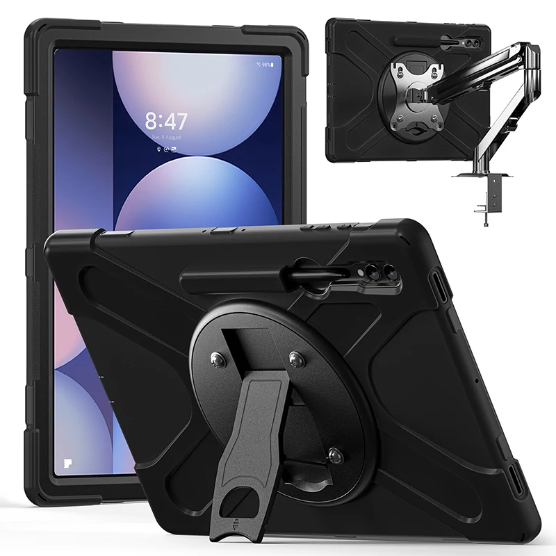 Case For Samsung Galaxy Tab S10 Ultra 14.6 2024 X920 Tablet Case Kickstand 360 Rotation Disk with 4 Screw Hole Protective Cover