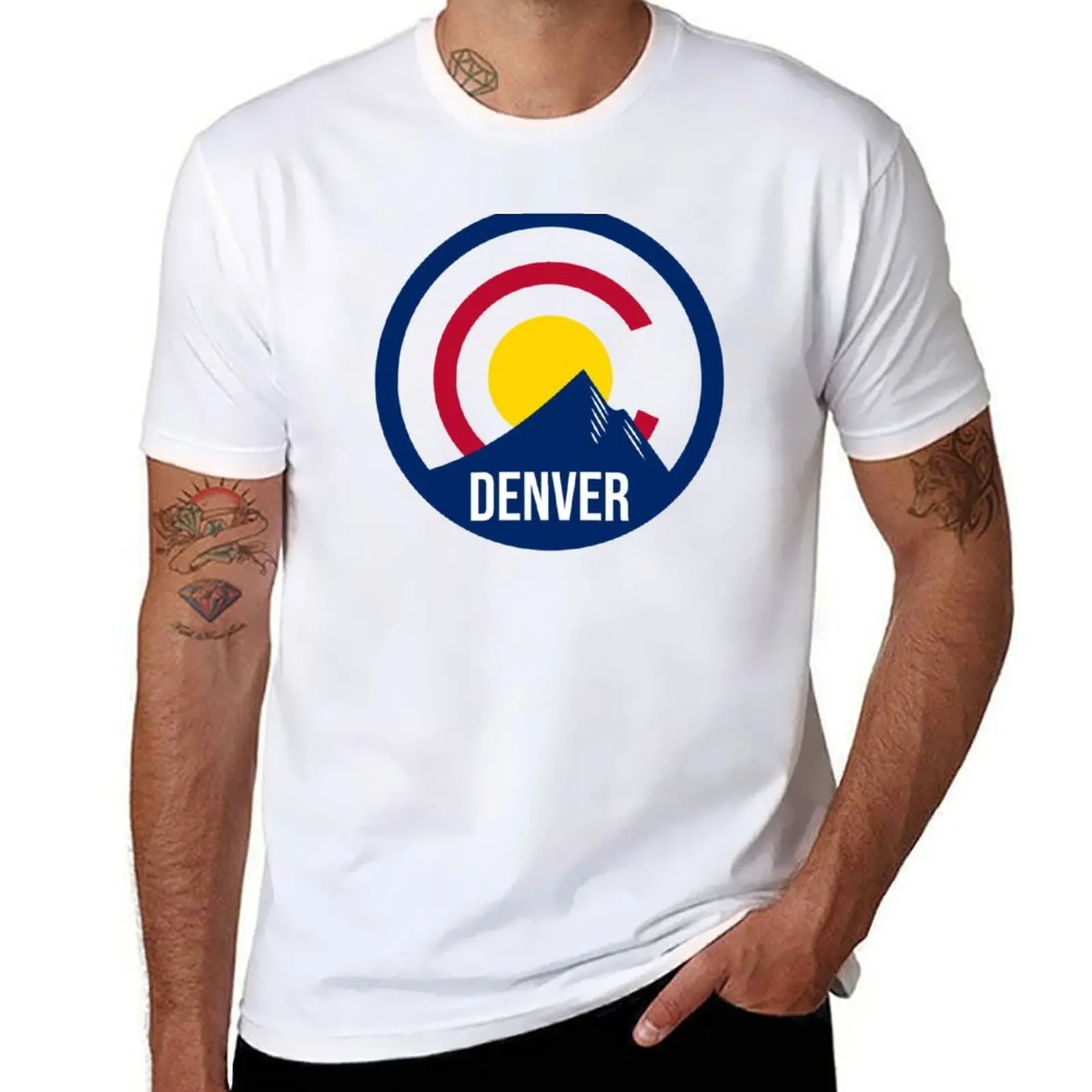 

Denver Colorado Flag Circle T-Shirt man t shirts graphic anime t shirts oversize T-Shirt
