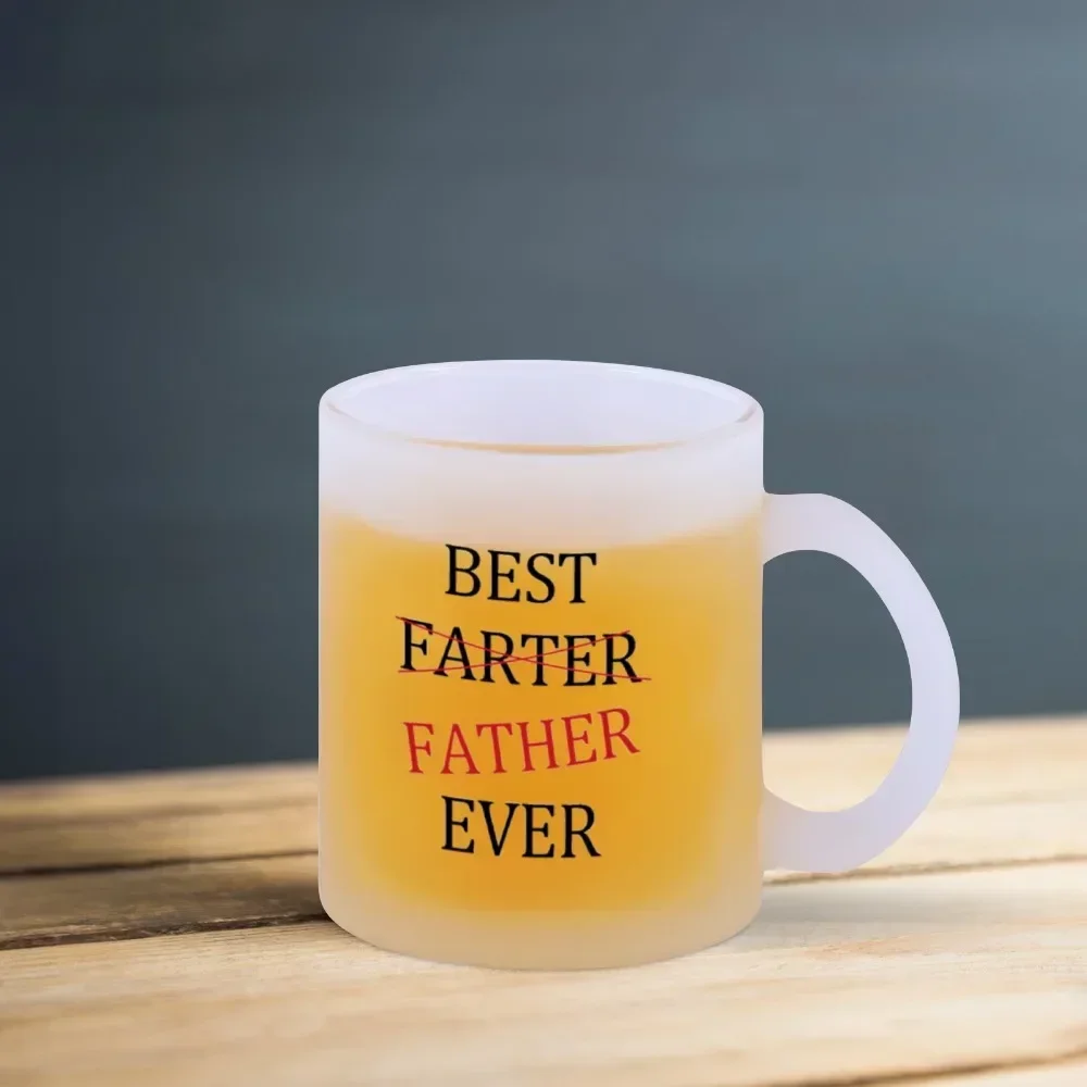 Funny Beer Whiskey Frosted Glass Cup for Daddy Custom Wine Water Cup Glass Gift for Father's Day Papa Birthday From Son Daughter