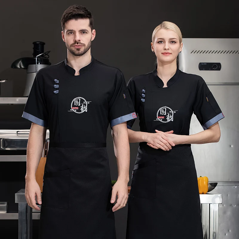 Chef-Kok Shirt Voor Mannen Vrouwen Hotel Kostuum Catering Restaurant Keuken Kleding Bakkerij Pizza Chef Uniform Jas Ober Korte Mouw