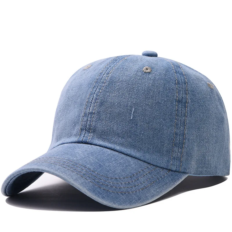 beisebol-jeans-de-algodao-lavado-usado-com-furos-bone-minimalista-de-lingua-de-pato-lisa