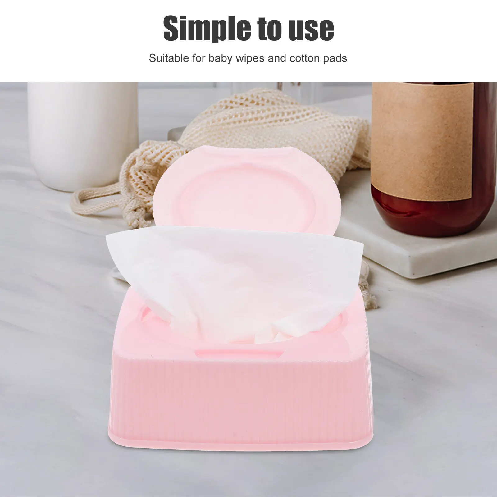Wipes Container Dustproof Storage Box Pink Draw-Out Design Easy Pullout for Travel Nursery Bathroom Cotton Pad Holder Wet
