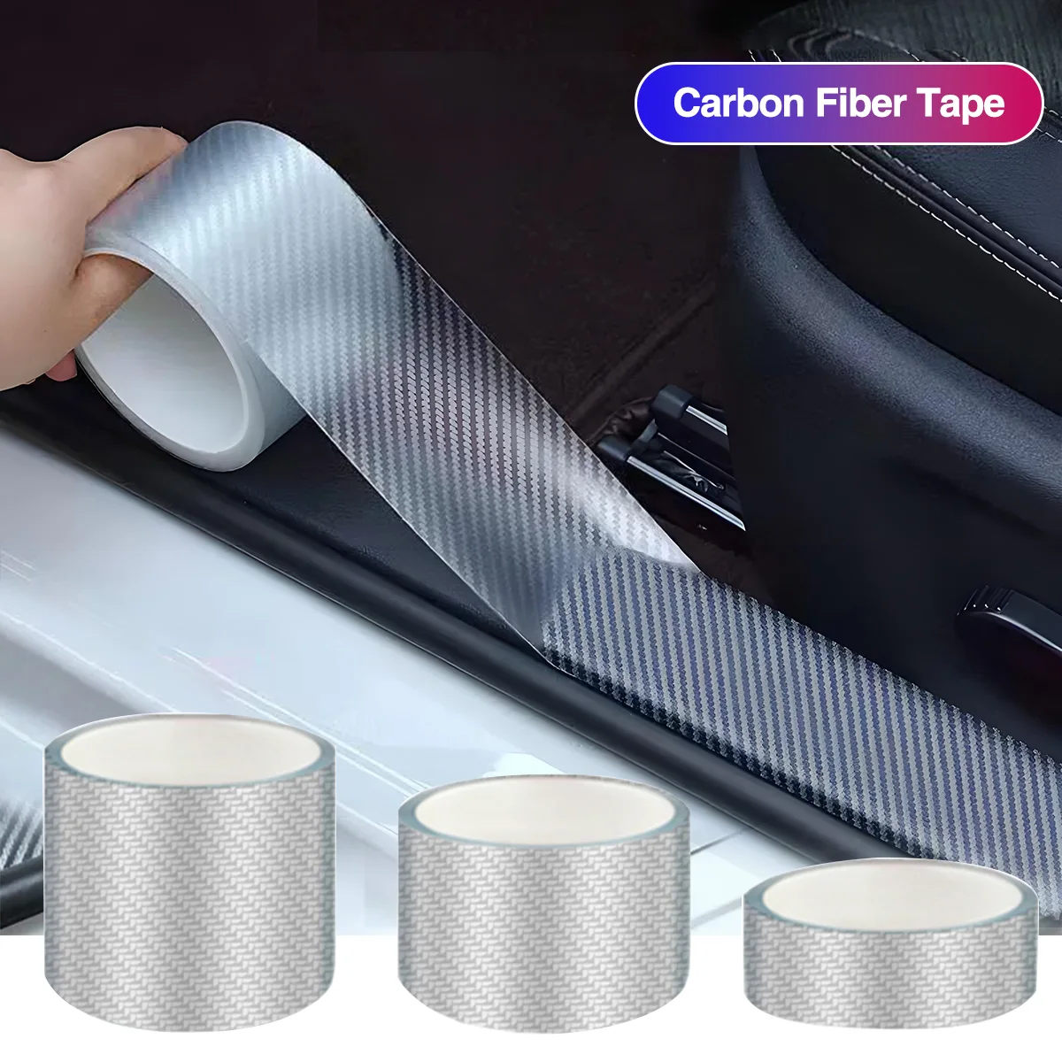 

Car Carbon Fiber Transparent Frim Bumper Door Sill Film Anti Scratch Guards Car Sticker strip invisible body film