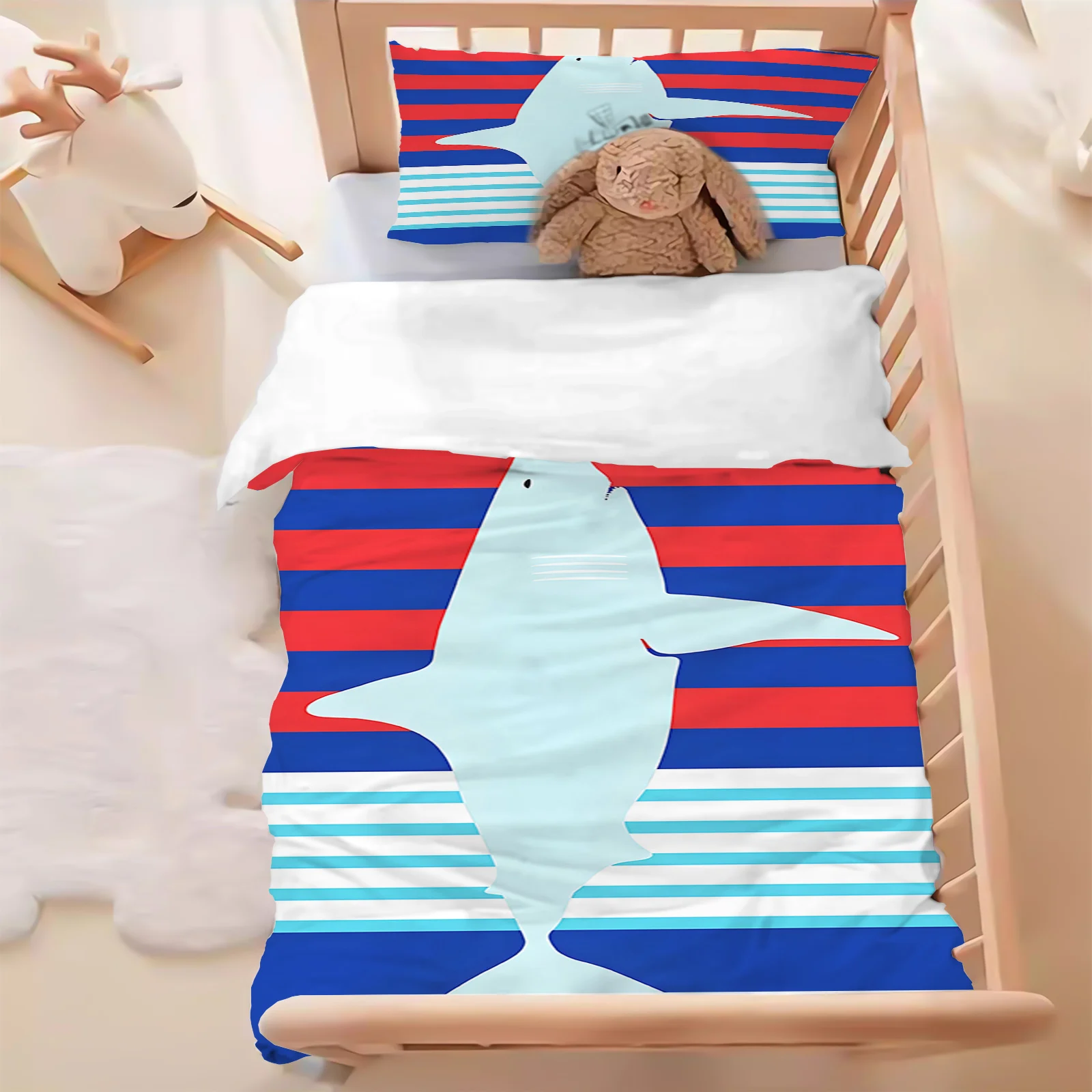 

Комплект постельного белья Shark: пододеяльник и наволочки, 3D-дизайн, детский, 2 предмета (без наполнителя)