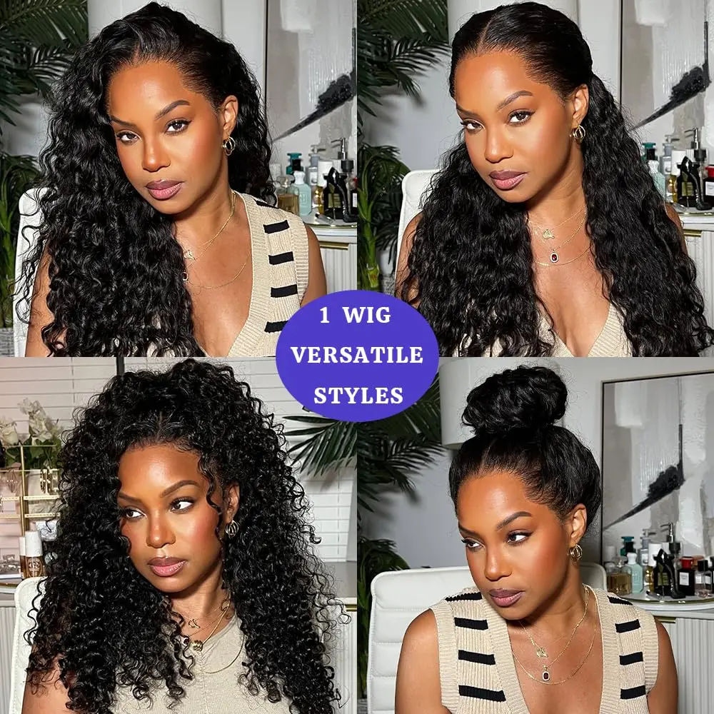 موجة عميقة 360 كامل الدانتيل غلويليس باروكة من شعر طبيعي حزام مخفي قبل قطعها غير مرئية الفرقة شعر مستعار طبيعي للنساء السود