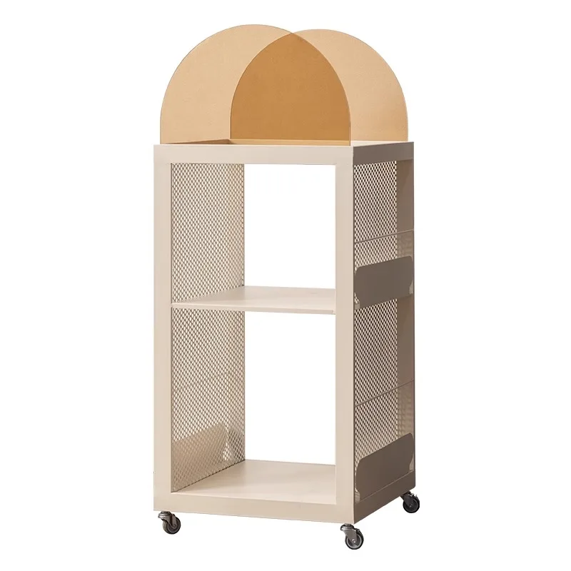 

Movable rotating children's bookshelf, student bookcase, floor-to-ceiling living room, creative wrought iron shelf, simple