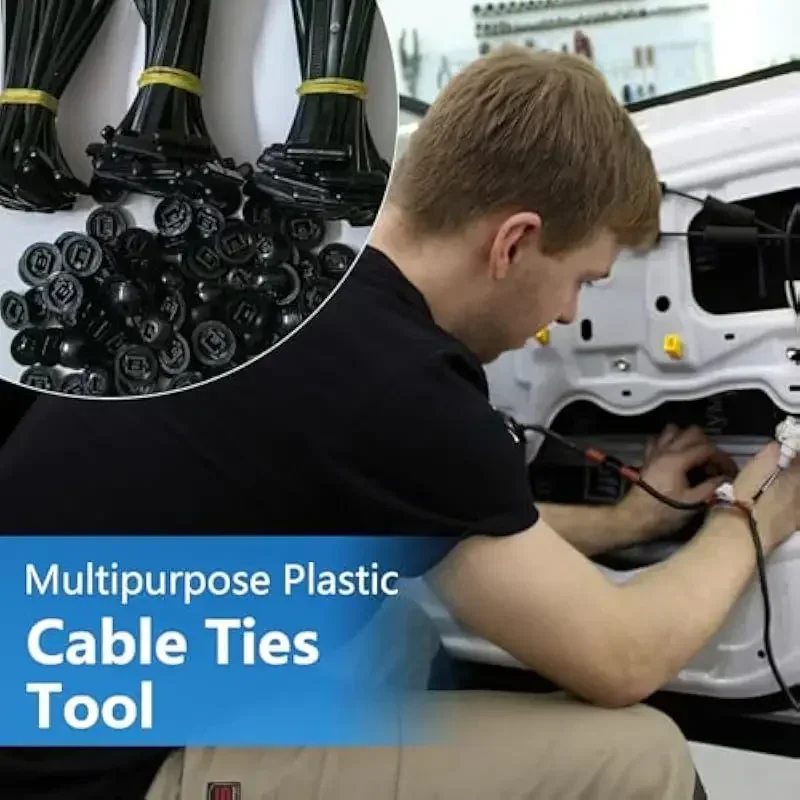 20/50/100 قطعة النايلون العالمي رباط للكابل مشبك الذاتي قفل البريدي العلاقات حامل مع دبوس وزر رباط للكابل أداة إصلاح السيارات اليومي #3