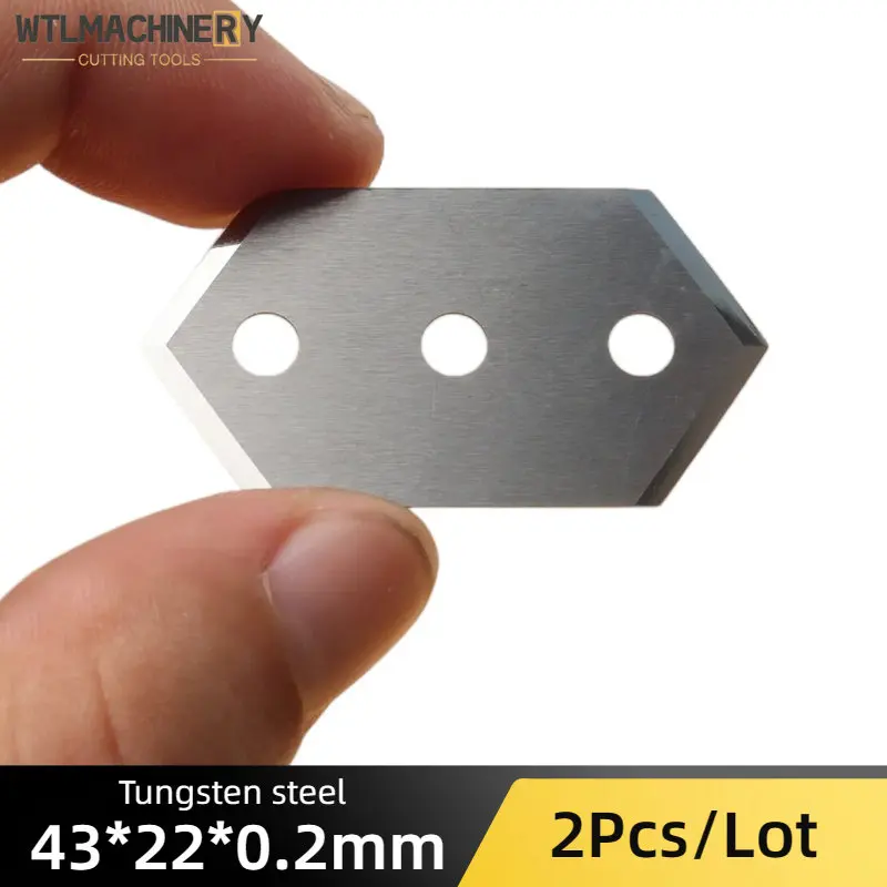 2Pcs Tungsten Steel 3 Holes Film Cutting Blade 43x22x0.2mm Foil,Woven bag Cutting