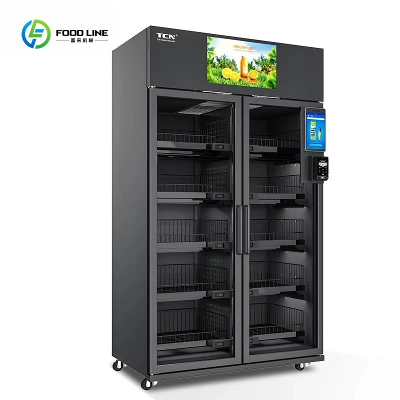 آلة بيع الفواكه الطازجة ذات الخدمة الذاتية الأوتوماتيكية آلة بيع الثلاجة الذكية AI
