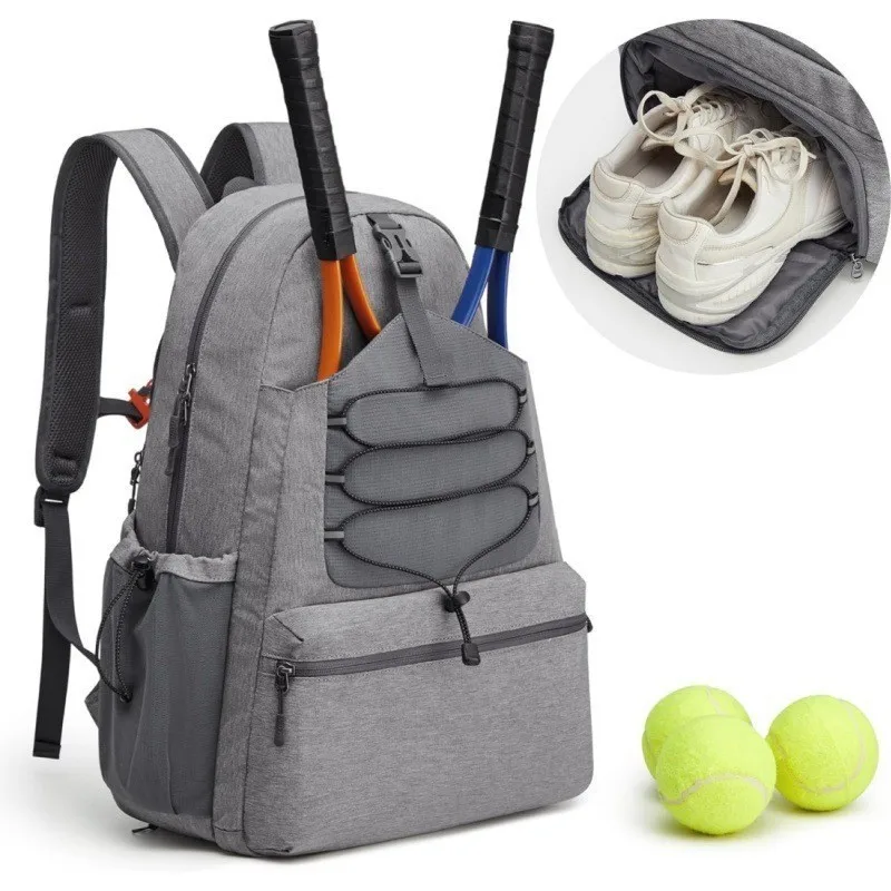 Men Women Tennis Backpack Portable 2R Tennis Squash Racquets Bag Shoes Compartment Badminton Pickleball Paddles Travel Sport Bag