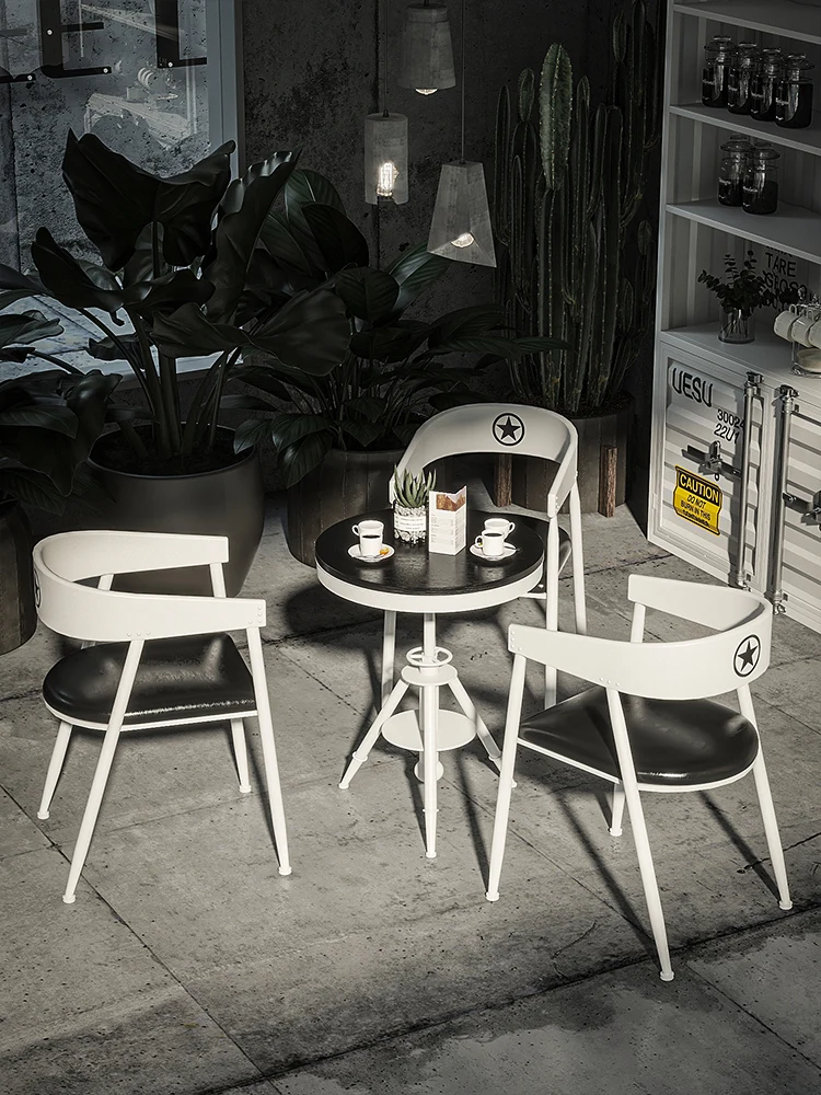 Table and chair combination Industrial style dessert Hamburg Snack bar Cafe booth Iron dining furniture