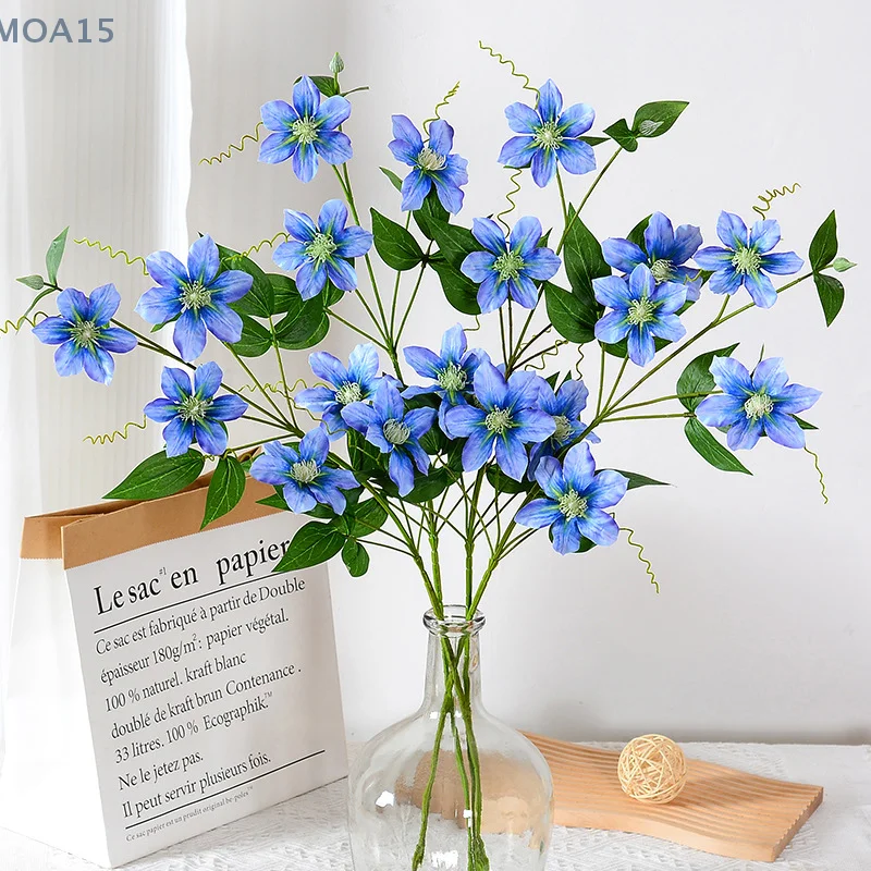 High-grade Simulation Freesia Clematis Artificial Flower Suitable for Wedding Home Office Soft Decoration Floral Ornaments