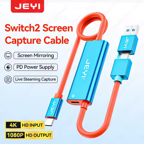 JEYI Video Capture Card with 100W PD USB C to USB A/C Live and Record Video Audio Gaming for Steam Deck Switch 2/1/OLED ROG
