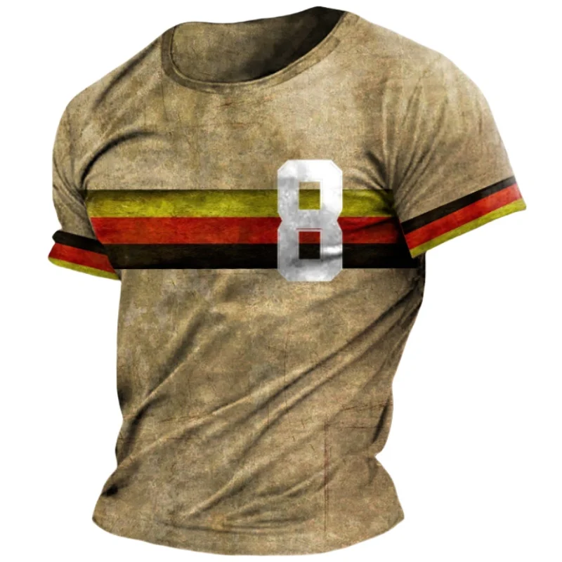 Germany National Flag Print T Shirt For Men Summer Germany Jersey Sports Tops Casual O-Neck Loose Short Sleeve Deutschland Tees