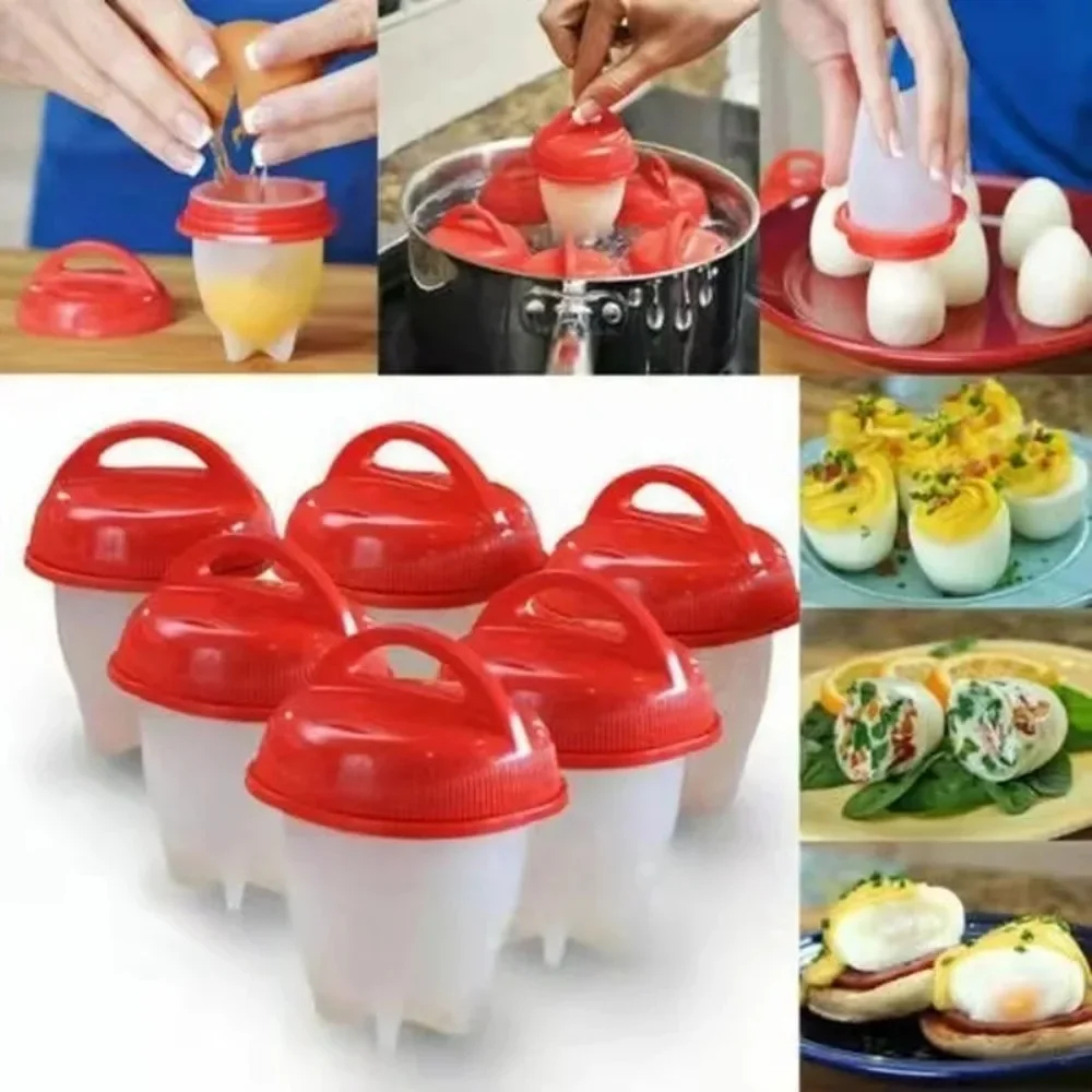 Set Egg Poachers Cooker Silicone Non-Stick Egg Boiler Cookers Pack Boiled Eggs Mold Cups Steamer Kitchen Gadgets