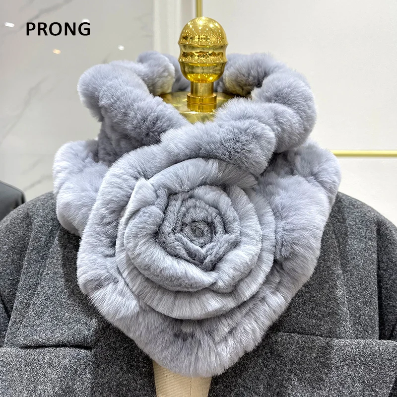 

Real Rabbit Fur Scarf For Women Winter Warm Rex Rabbit Fur Mufflers Russian Lady Genuine Neck Warmer Shrugs Knitted Neckerchief