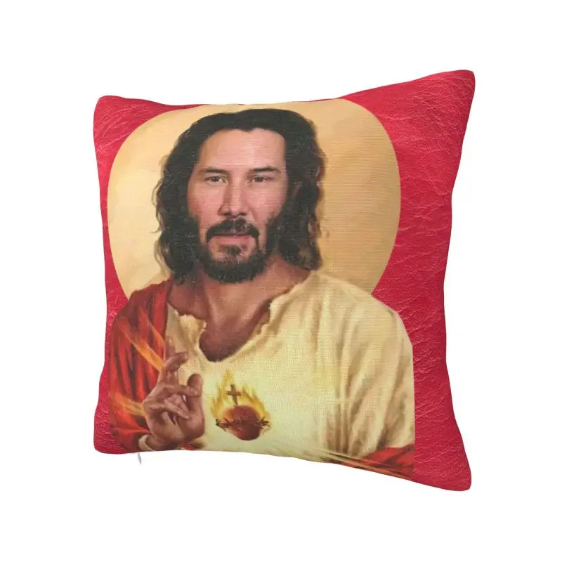 Custom Saint Keanu Reeves Pillow Case 40x40cm Home Decor Cute Meme Jesus John Wick Outdoor Cushions Square Pillowcase