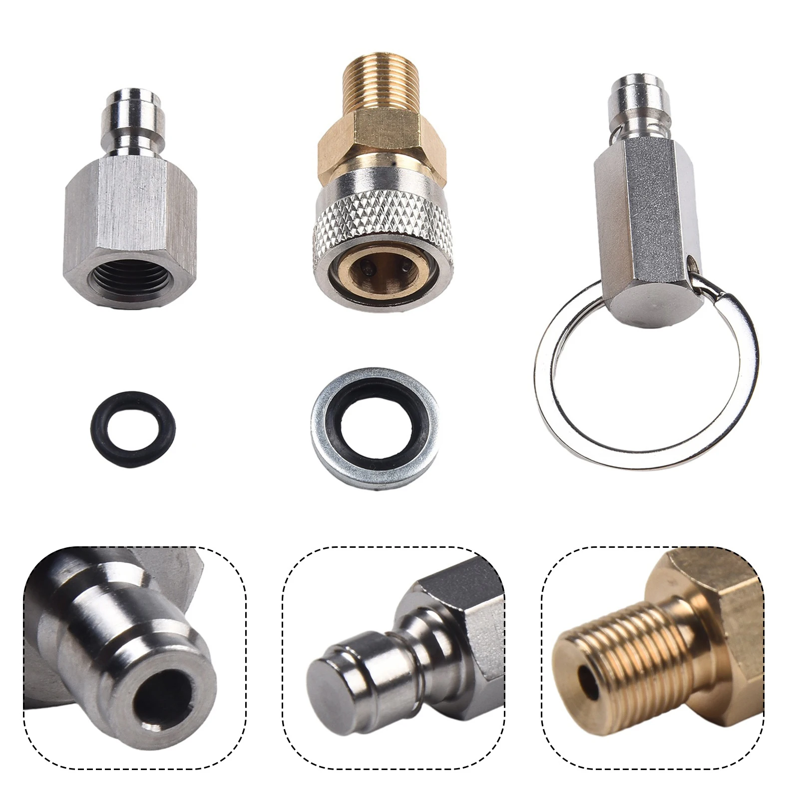 3pcs 1/8 Quick Connect Air Coupler Set Stainless Steel Dustproof Inflating Fitting Adapter For Pneumatic Tools