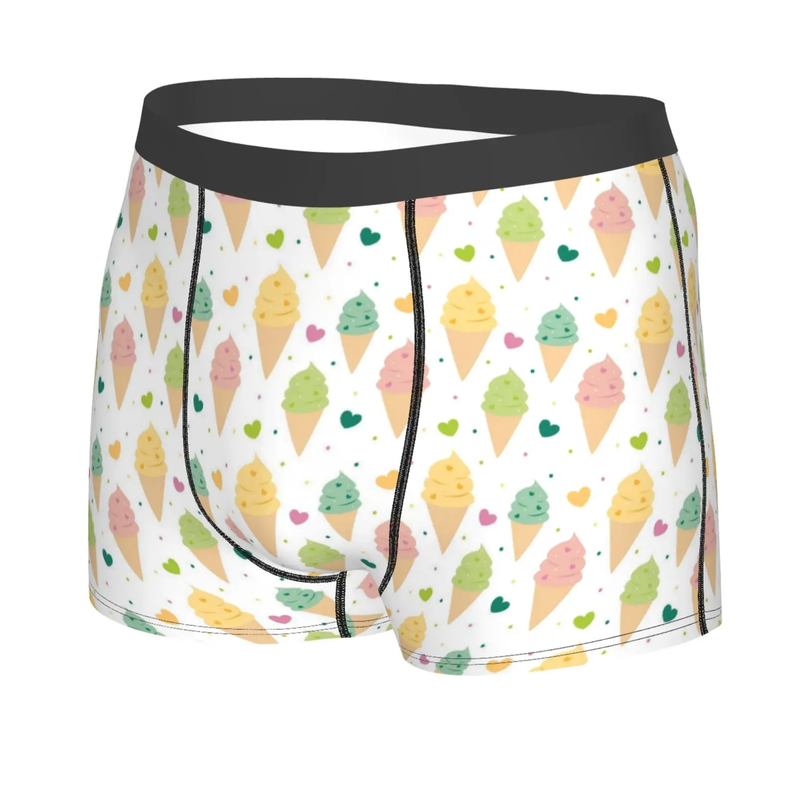 Colorful Ice Cream Cartoon Pattern Man's Boxer Briefs Breathable Funny Underwear High Quality Print Shorts Gift Idea