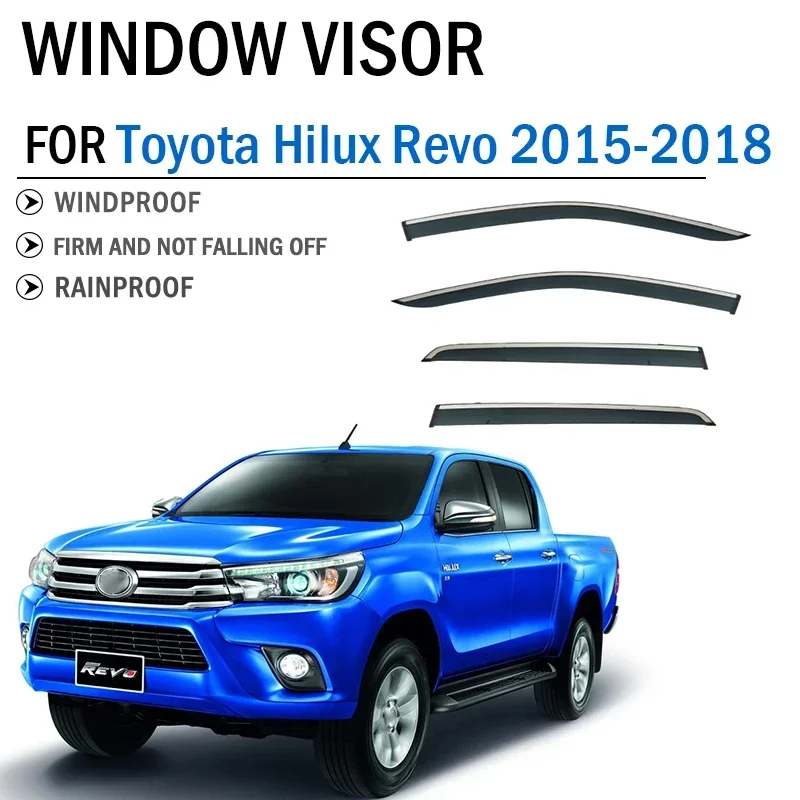 

2015-2018 FOR Toyota Hilux Revo 4WD 2WD Window Visor Deflector Sun Rain Guard Cover Shield Awning Trim Car Accessories