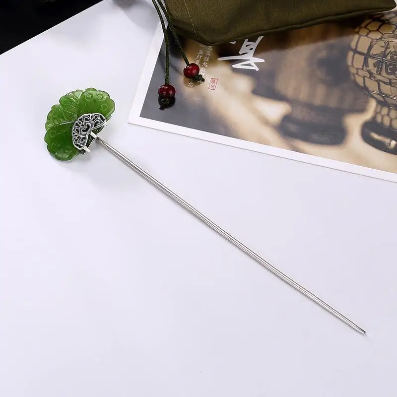 

Original design silver 925 hair jewelry for women hairpin butterfly Chinese style retro Natural Hetian jasper hanfu accessories