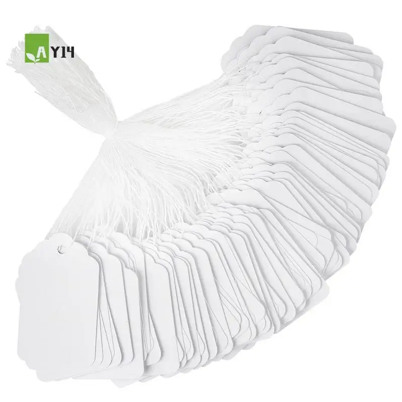 

AY14 -White Price Tags With String - 1000PCS Pre-Strung String Tags For Pricing, Paper Hang Tags Merchandise Tags