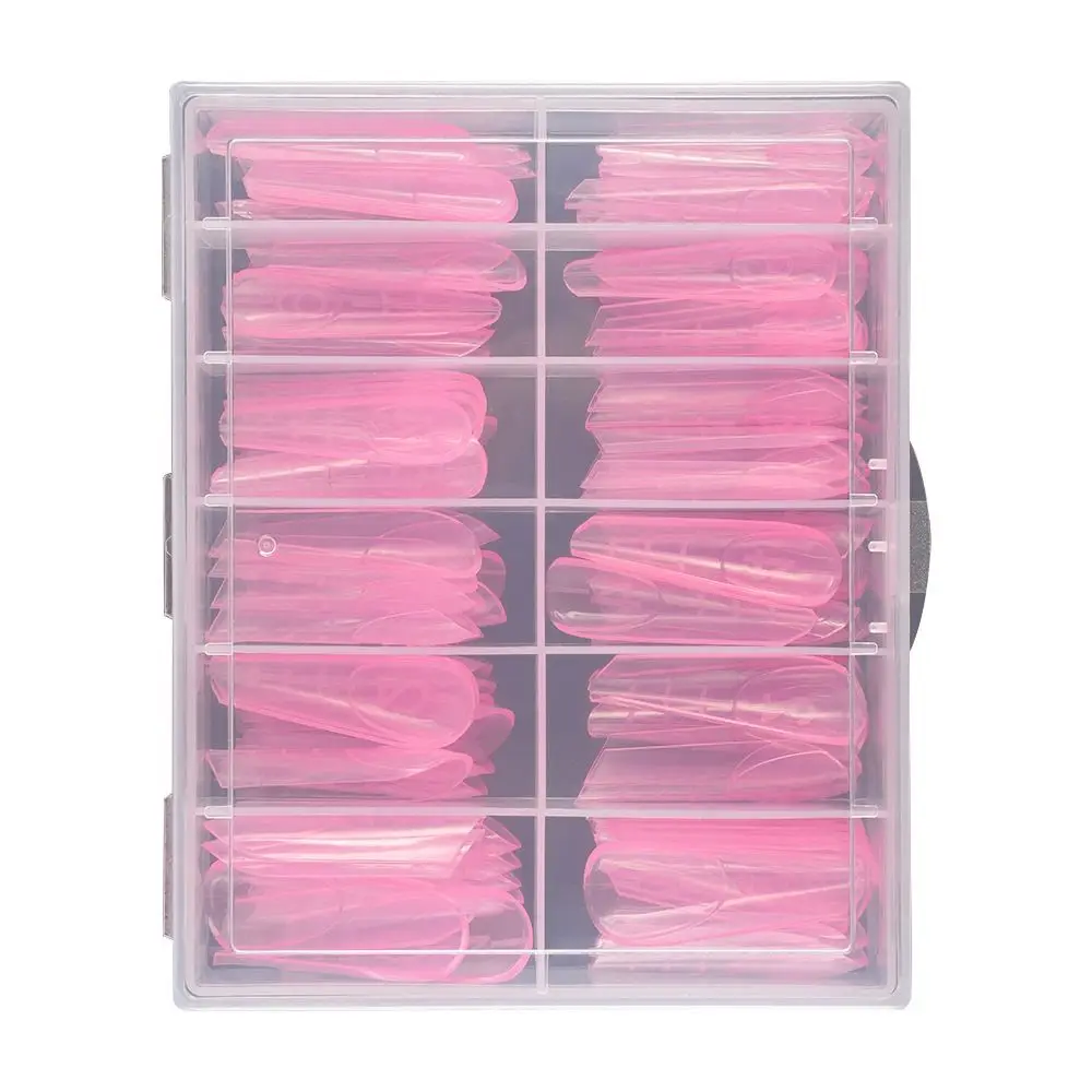 120 Pz/scatola Doppia Forme Stampo Per Unghie 12 Formati Francese Quick Building Stampo Per Gel Riutilizzabile Rosa Riutilizzabile Unghie Top Forme