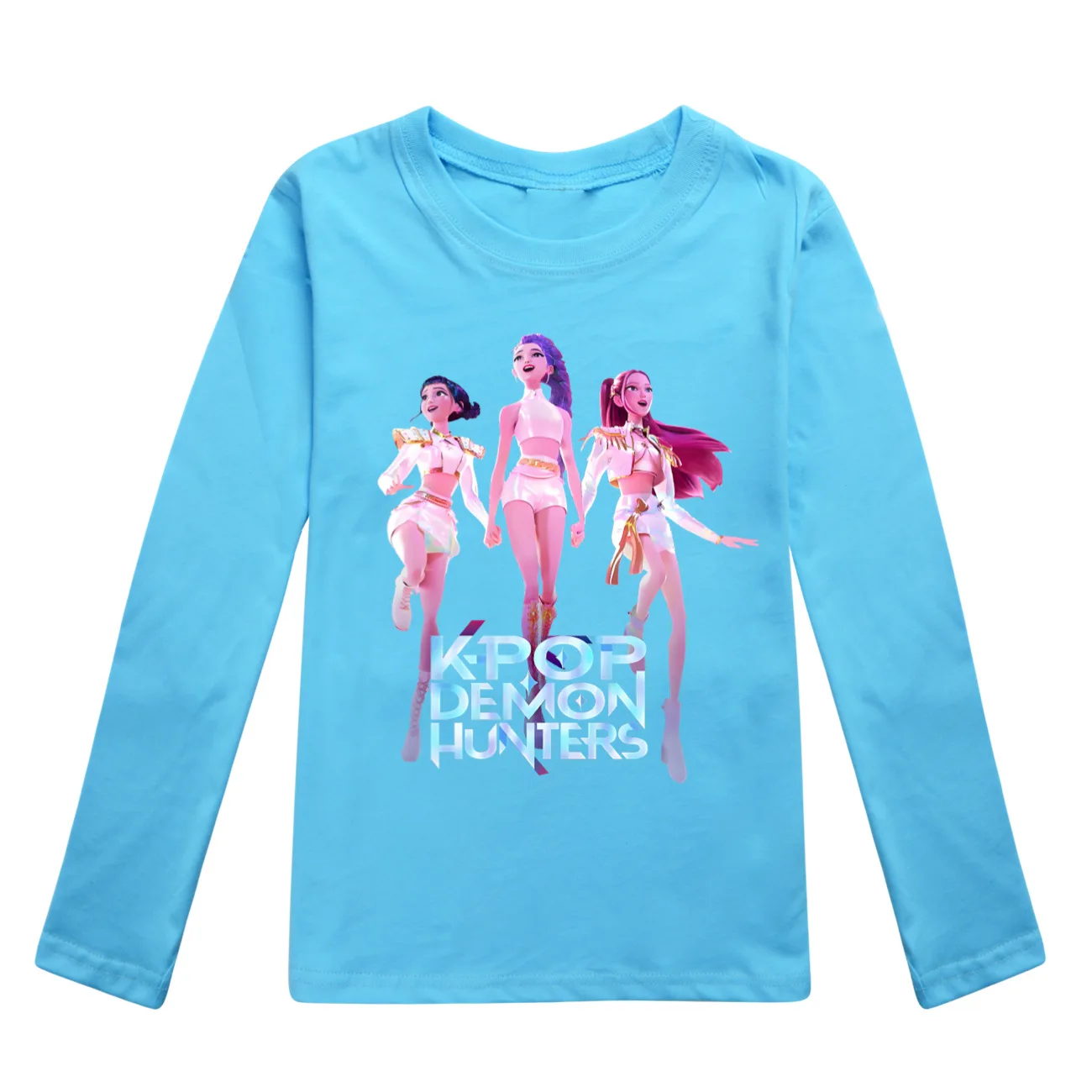 KPop شيطان الصيادين Huntrix التي شيرت الاطفال ملابس المراهقين الفتيان س الرقبة الكرتون تي شيرت غير رسمي الفتيات كم طويل بلايز ملابس الطفل