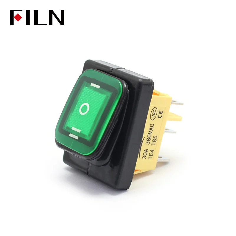 เปิดปิด 30A/250V Heavy Duty 6 ขา DPDT IP67 กันน้ํา T85 Auto เรือ Marine สลับ Rocker Switch LED 12V 220V 30x22 มม.