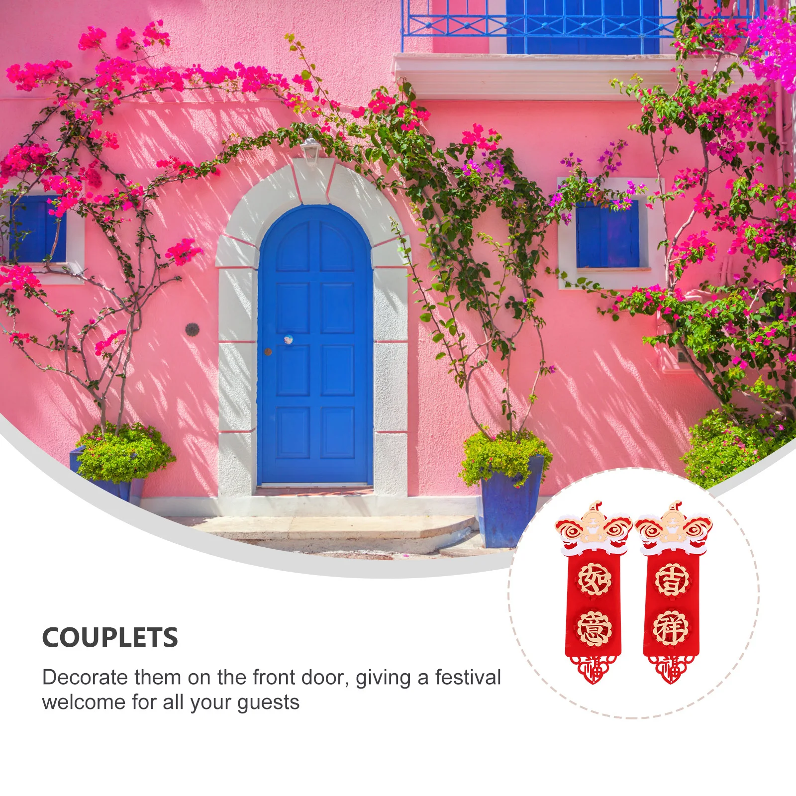 1 زوج ثلاثية الأبعاد مهرجان الربيع الزخرفية زوجين ل نافذة الباب غرفة المعيشة المدخل السنة الجديدة مكتب حفلة قابلة لإعادة الاستخدام احتفالي